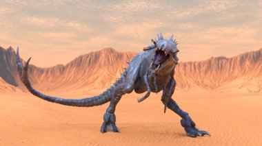 Canavar bir dinozorun 3 boyutlu tasviri