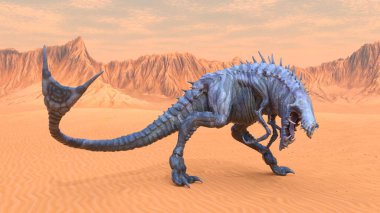 Canavar bir dinozorun 3 boyutlu tasviri