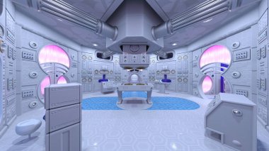 Uzay aracındaki teftiş odasının 3 boyutlu görüntülenmesi