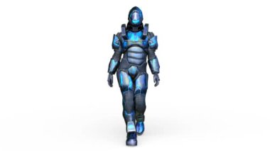 Yürüyen bir siber adamın 3 boyutlu canlandırması