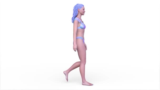 Rendering Una Donna Che Cammina Bikini — Video Stock