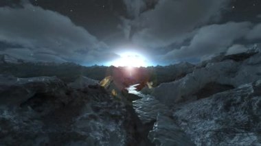 3D rendering of the summit of a rocky mountain