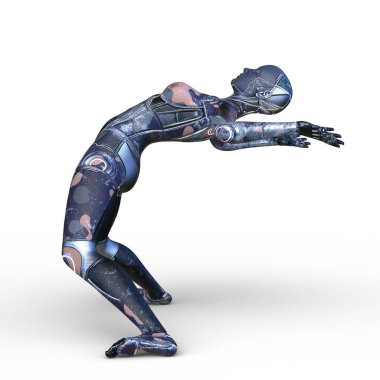 Dişi bir sayborgun 3D canlandırması