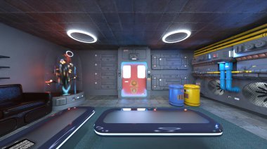 Uzay aracındaki teftiş odasının 3 boyutlu görüntülenmesi