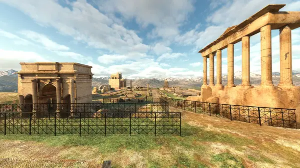 3D rendering of the palace ruins at the summit