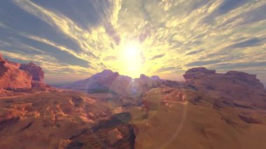 Kayalık bir dağın zirvesinin 3 boyutlu canlandırması