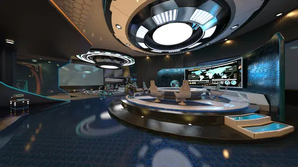 3D rendering of the conference room in the spaceship