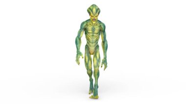 Yürüyen bir uzaylının 3 boyutlu görüntüsü