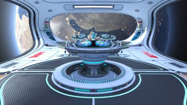 Uzay istasyonu peyzajının 3B görüntülemesi