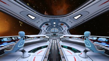 Uzay istasyonu peyzajının 3B görüntülemesi