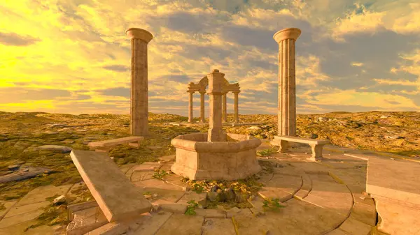 3D rendering of the palace ruins at the summit