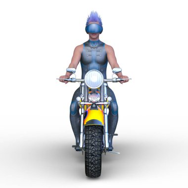 3D rendering of a cyber man rider