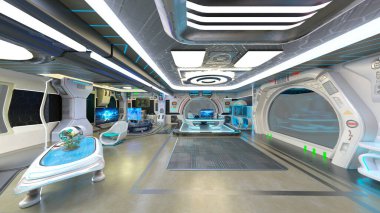 Uzay aracındaki teftiş odasının 3 boyutlu görüntülenmesi