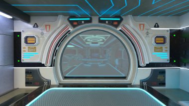 Uzay aracındaki teftiş odasının 3 boyutlu görüntülenmesi