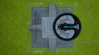 UFO ve antik harabelerin 3D canlandırması