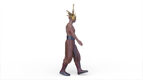 具有独特设计的步行王冠战士的3D渲染 — 图库视频影像
