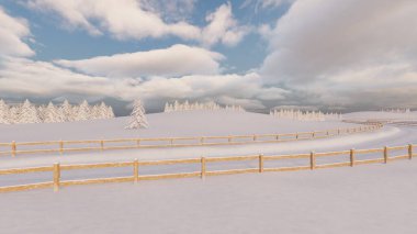 Karlı manzaranın 3 boyutlu yansıması