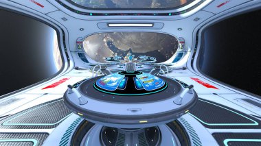 Uzay istasyonu peyzajının 3B görüntülemesi