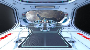 Uzay istasyonu peyzajının 3B görüntülemesi