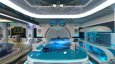 Uzay istasyonu peyzajının 3B görüntülemesi