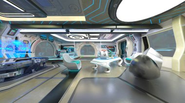 Uzay istasyonu peyzajının 3B görüntülemesi