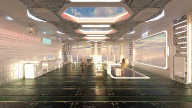 Uzay aracındaki teftiş odasının 3 boyutlu görüntülenmesi