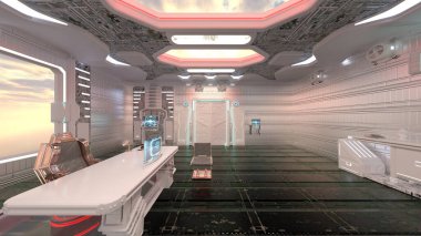 Uzay gemisindeki konferans odasının 3D görüntülemesi
