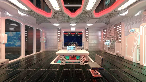 3D rendering of the conference room in the spaceship