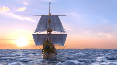 Bir yelkenlinin 3D görüntüsü