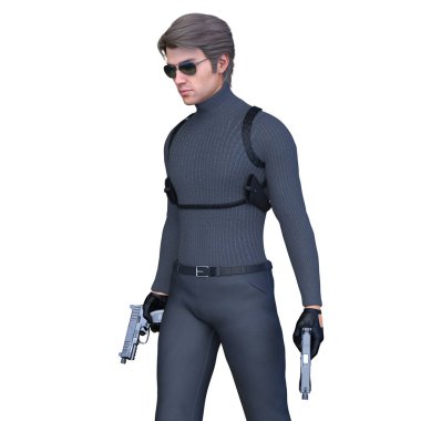 Güneş gözlüklü bir adamın 3D görüntüsü