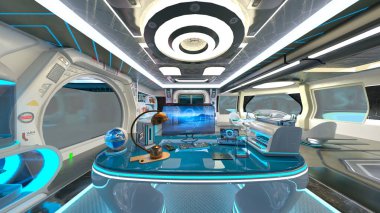 Uzay istasyonu peyzajının 3B görüntülemesi