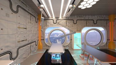 Uzay gemisindeki konferans odasının 3D görüntülemesi