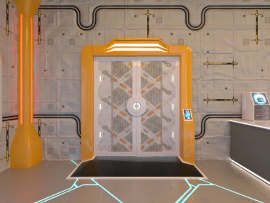 Uzay gemisindeki konferans odasının 3D görüntülemesi