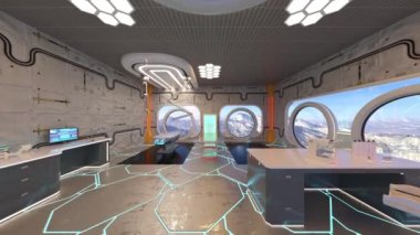Uzay gemisindeki konferans odasının 3D görüntülemesi