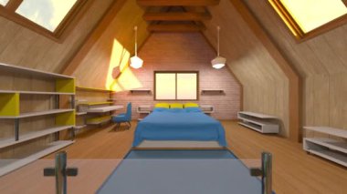 Yatak odasının 3D rendering