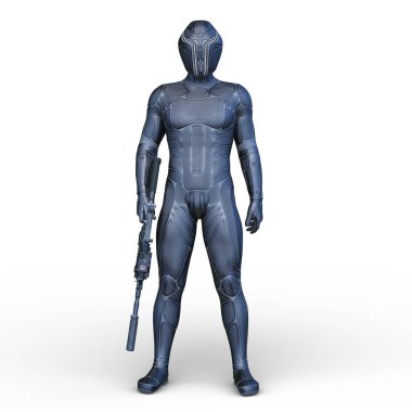 3D rendering of a cyber warrior