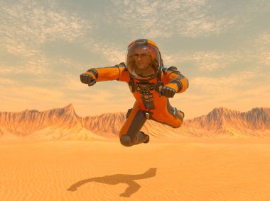 Bir erkek astronotun 3 boyutlu canlandırması