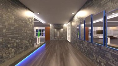 Oturma odasının gece görüşlü 3D görüntüsü