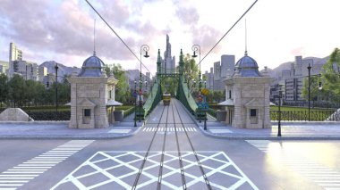 Tramvayın geçtiği köprünün 3D görüntüsü