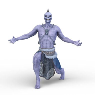 İskelet suratlı bir canavarın 3 boyutlu görüntüsü