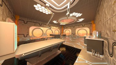 Uzay aracındaki teftiş odasının 3 boyutlu görüntülenmesi