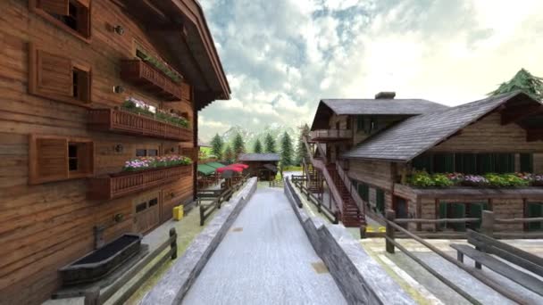 滑雪场小屋3D渲染 — 图库视频影像