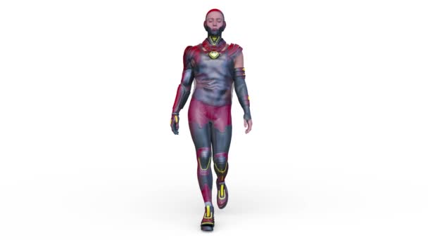 Representación Hombre Cibernético Caminando — Vídeos de Stock