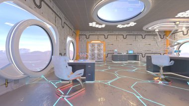 Uzay aracındaki teftiş odasının 3 boyutlu görüntülenmesi