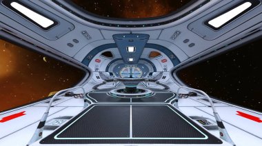 Uzay istasyonu peyzajının 3B görüntülemesi