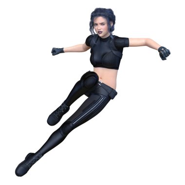 bir kadın savaşçı 3D render