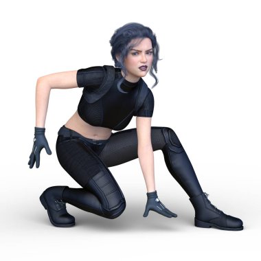 bir kadın savaşçı 3D render