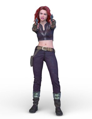 bir kadın savaşçı 3D render