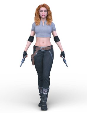 bir kadın savaşçı 3D render