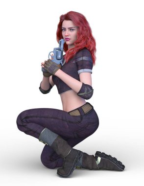 bir kadın savaşçı 3D render